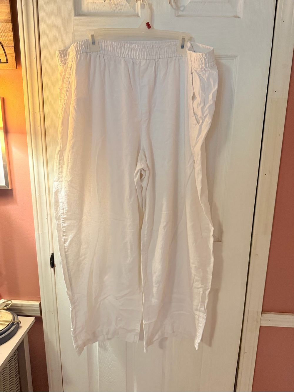 Old Navy Lightweight White Elastic Waist Linen Pants